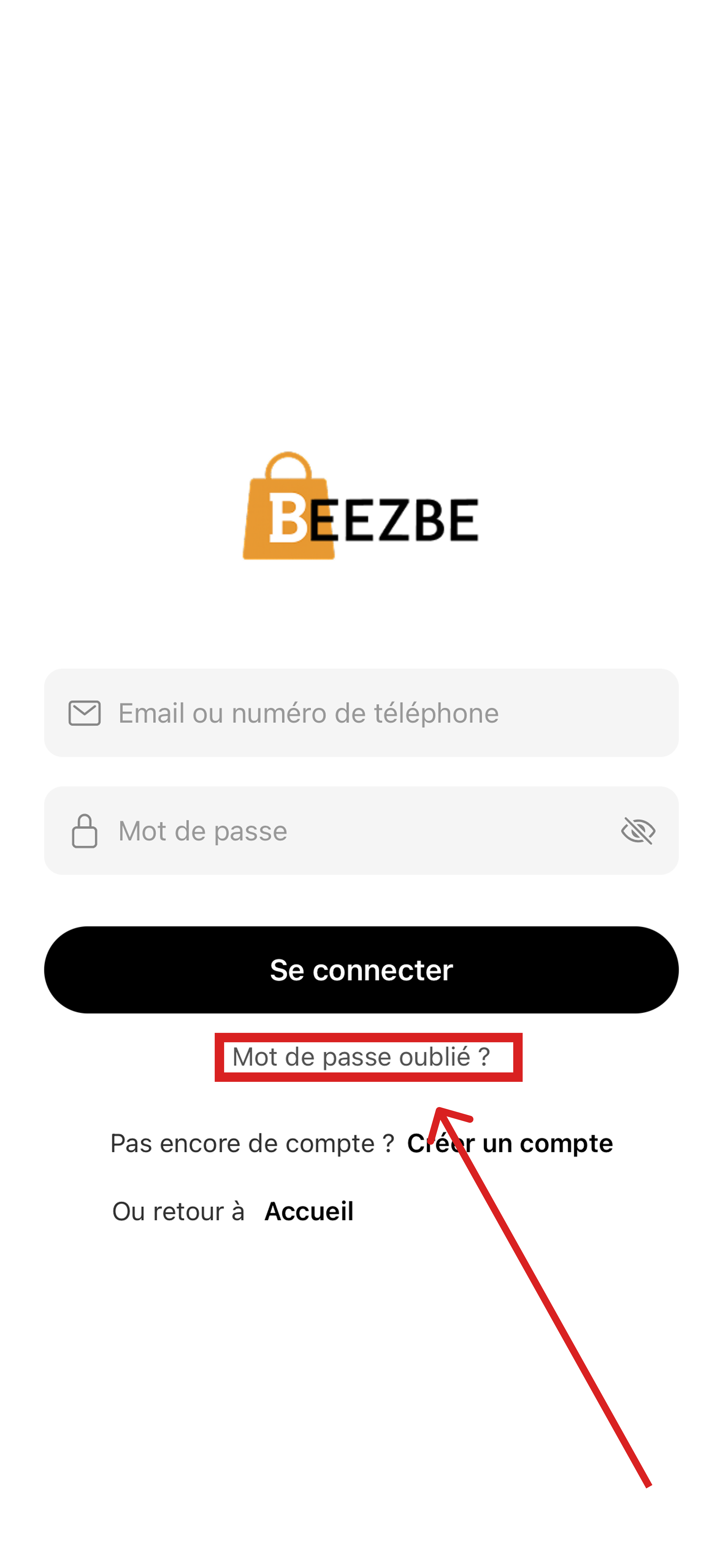 Lien Mot de passe oublié